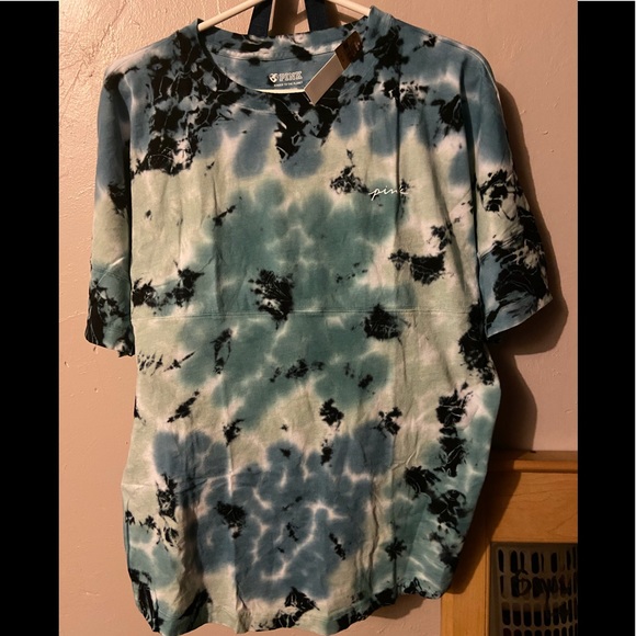 New! Pink Varsity Short Sleeve Crew Tee - Picture 2 of 4